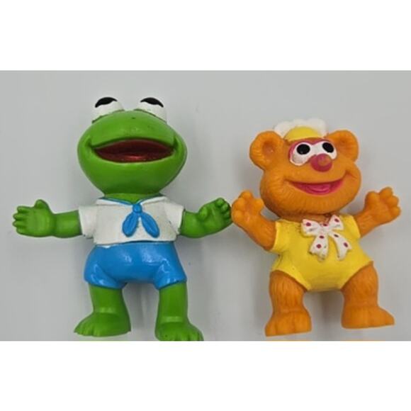 1986 Vintage Muppet Babies Fozzie the Bear and Kermit the Frog McDonalds Toys - Picture 1 of 10